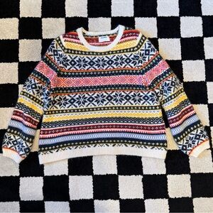 Old Navy Multicolor Fair Isle Knit Sweater Boxy Pullover Women's Size L